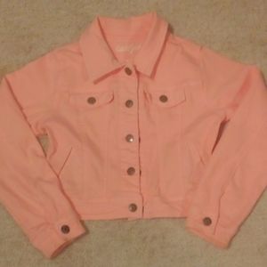 Cat& Jack Girls Pink denim button down jacket